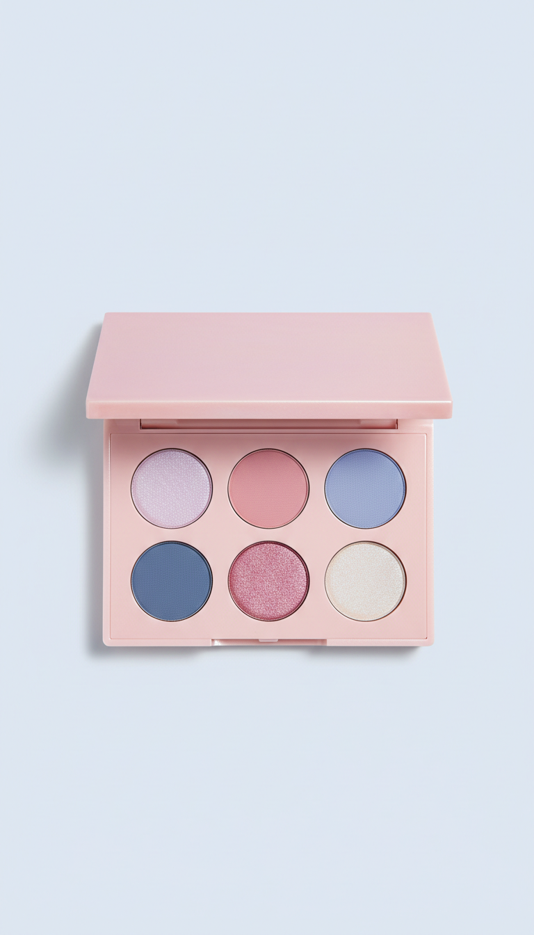 Blush glow eyeshadow palette with soft pink tones