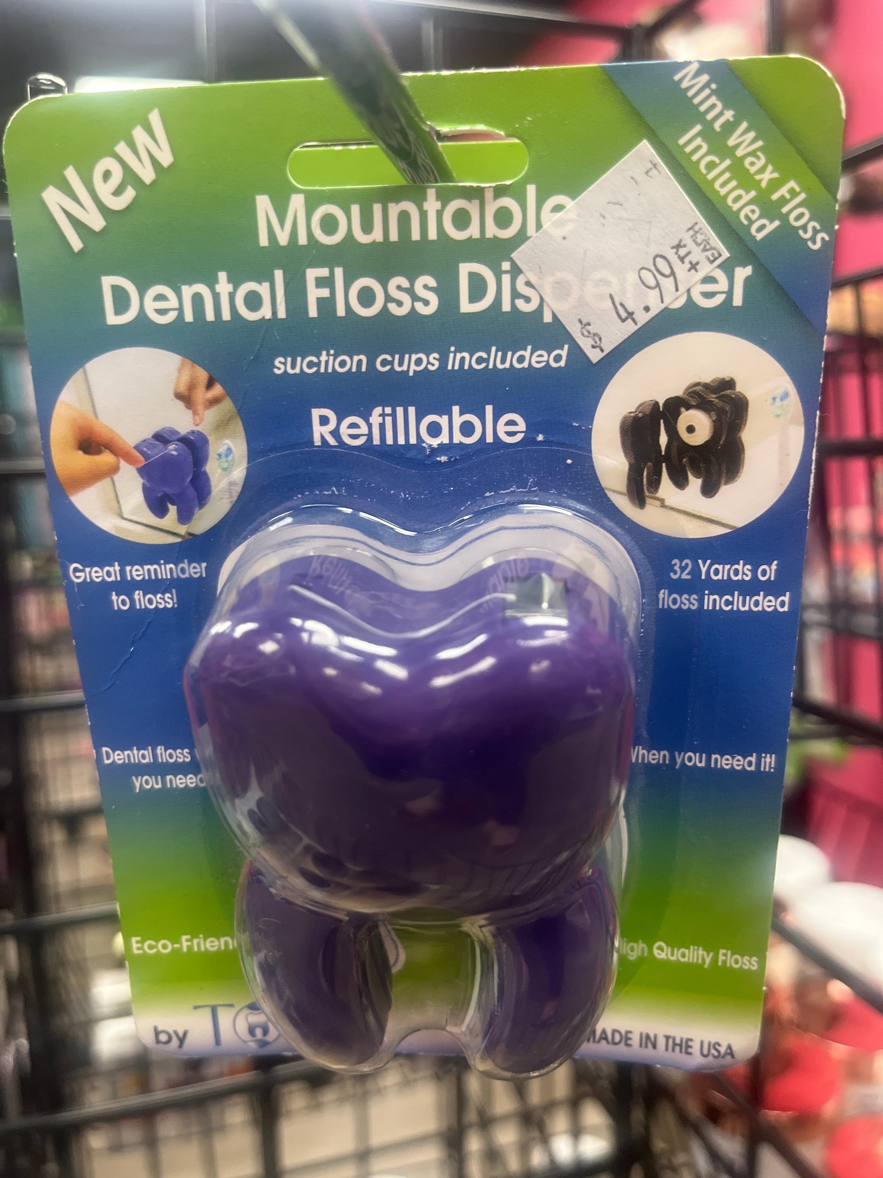 Mountable dental floss dispenser